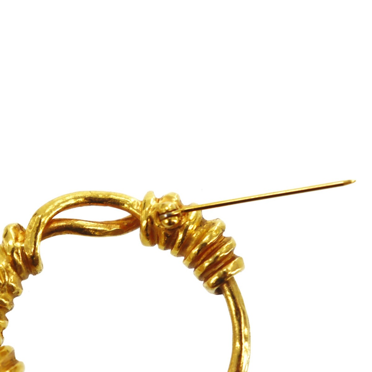 CHANEL CC Logos Round Cross Used Pin Brooch Gold Plated CHANEL CC Logos Round Cross Used Pin Brooch Gold Plated