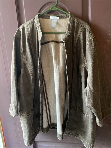 Liz And Me Plus Sz Women Size 3X Denim Button Up Jacket Choclate Wash - 第 1/4 張圖片