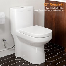 One-Piece Toilet Dual-Flush with High Efficiency Flush 10/12  Rough-In UF Seat