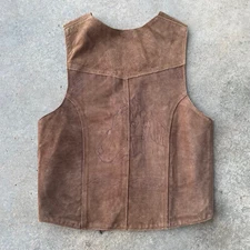 Vtg 70s 80s Sears The Leather Shop Vest Western Horse Tooled Suede Rancher MD
