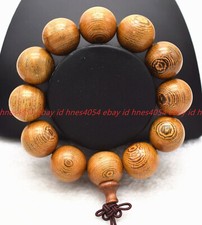 20mm Natural Brown Sandalwood Wooden Round Prayer Beads Stretch Buddha Bracelet