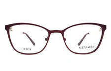 Alexander Petite Eyeglasses Frames CORA CRIMSON Gold Cat Eye Full Rim 49-17-135