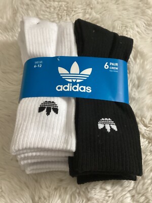 Adidas Originals Trefoil Crew Socks 6 - Pack Men Size Large 6-12