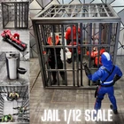 1 JAIL, Sink & Toilet With Cot, Silver, For 1:12 Scale Figures, Custom Design