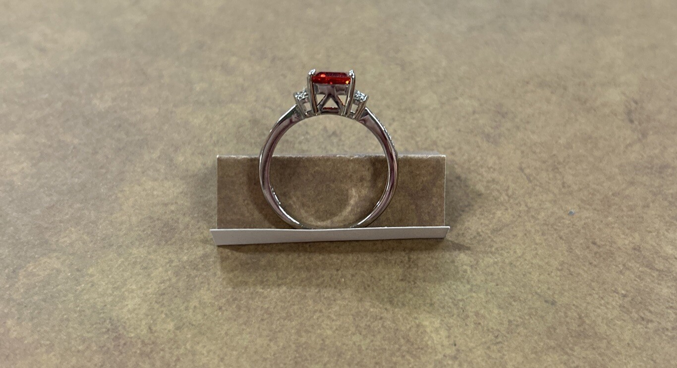 DK 925 Sterling Silver Ring Red Rectangular Stone… - image 3