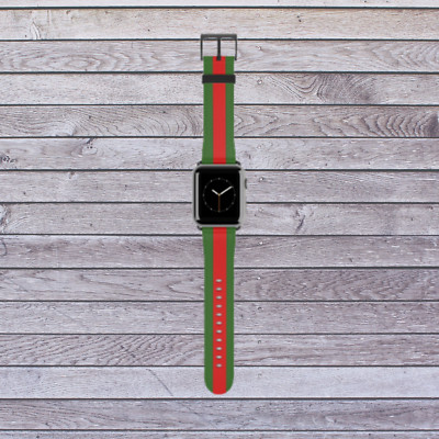 Green and Red Stripe Apple Watch Band