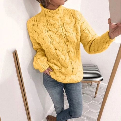 Mujeres Damas Suéter Manga Larga Tejido Suéteres Sueltos Trabajo Pullover - Imagen 10 de 18