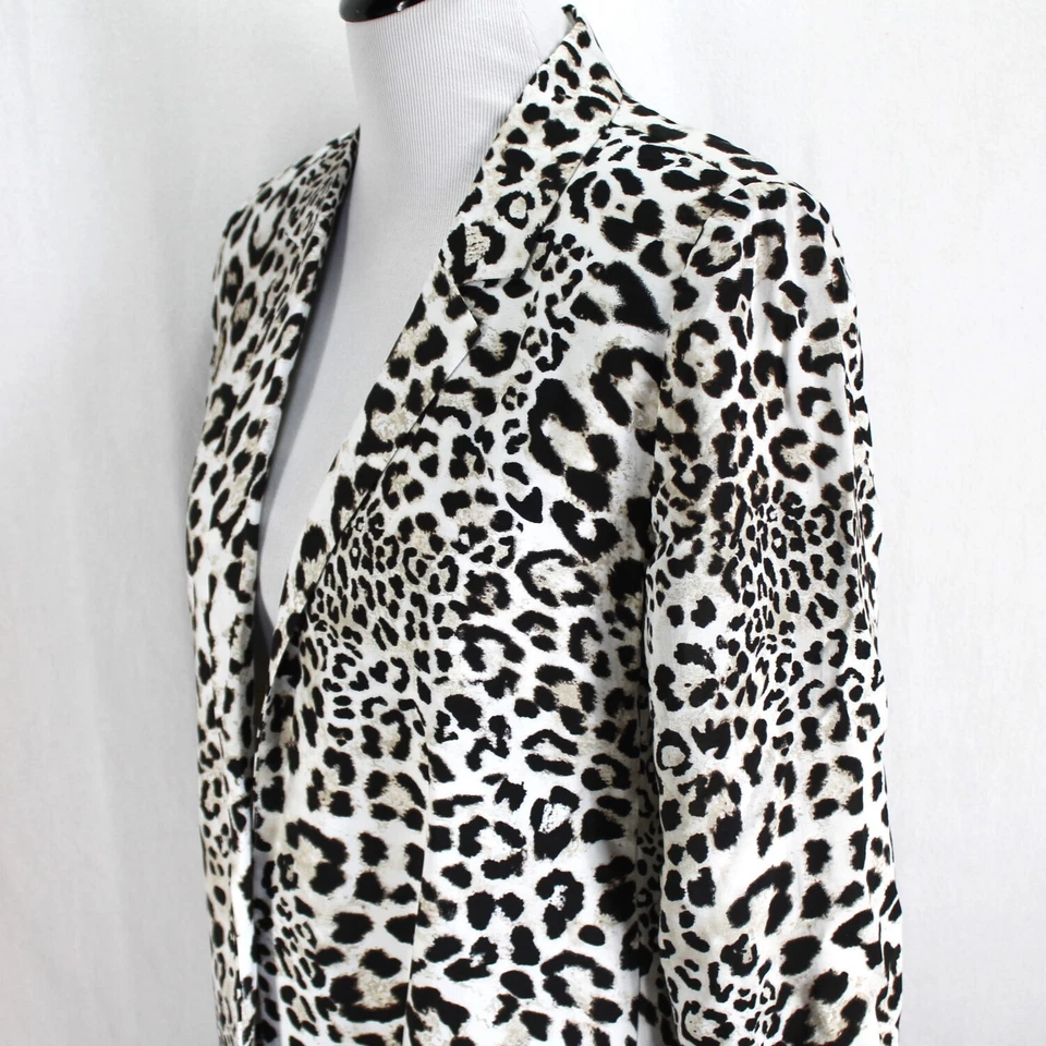 Chaqueta Blazer Chicos Estampado Animal Talla 0 S Negro Tostado Blanco Manga 3/4 Frente Abierto Foto 4 de 4