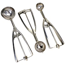 INOX Ice Cream Disher 3 Scoop Food Portion Three Servers Ballers Scooper  .VTG