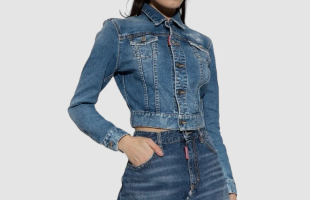 $825 Dsquared2 Women's Blue Twiggy Jean Denim Jacket Coat Size 50