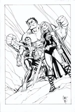 Defenders Hulk, Namor, Valkyrie! Original Art Page Chris Marrinan