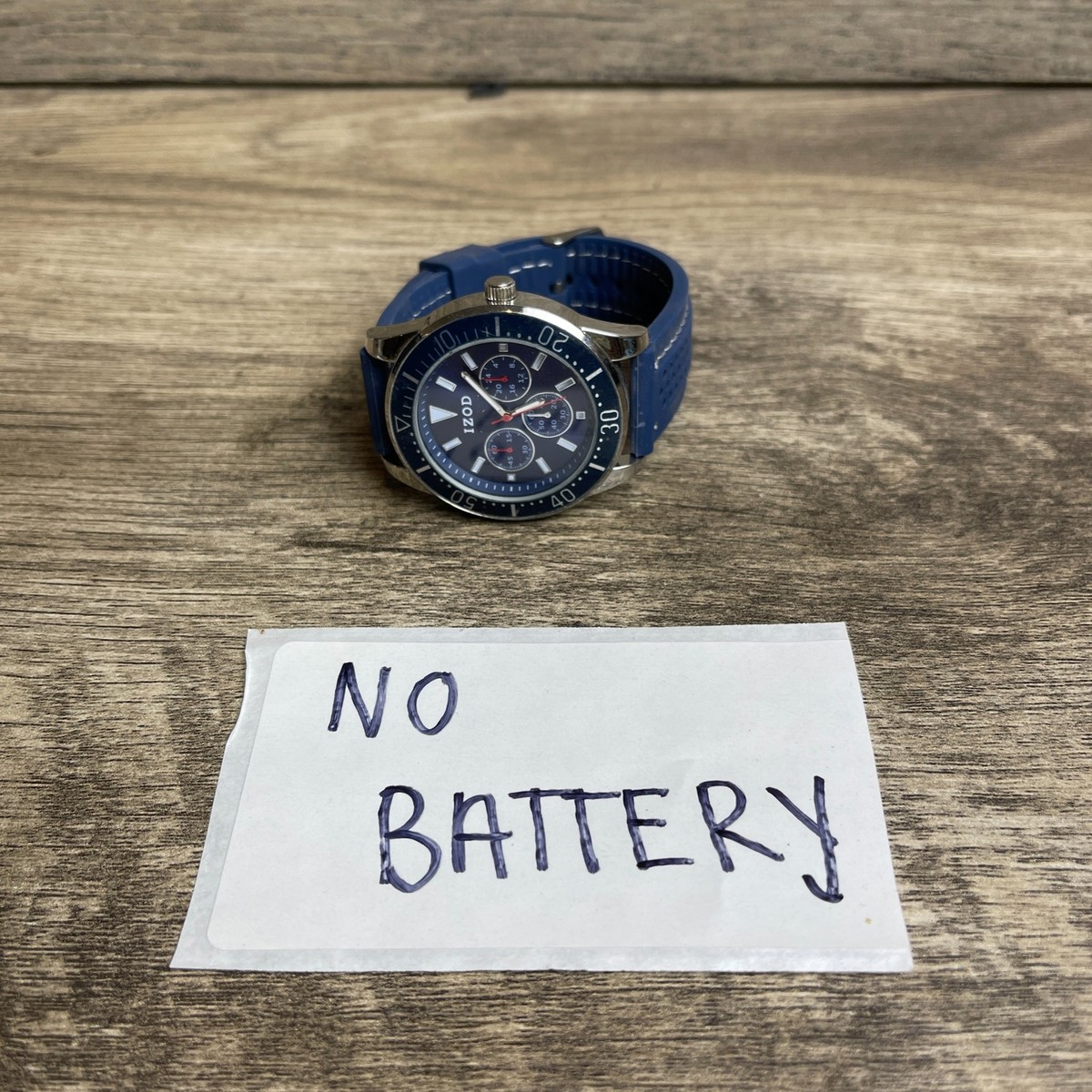 Accutime Izod Blue Rubber Straps Silver Case Chronograph Analog