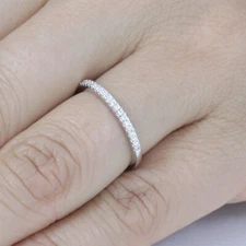 1.3mm CZ 925 Sterling Silver Stackable  Wedding Band Skinny Ring Size 3-14 S178
