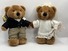 Dakin Bride Groom Brown Teddy Bear Plush Stuffed Animal Toy 7 inch Vintage 1985
