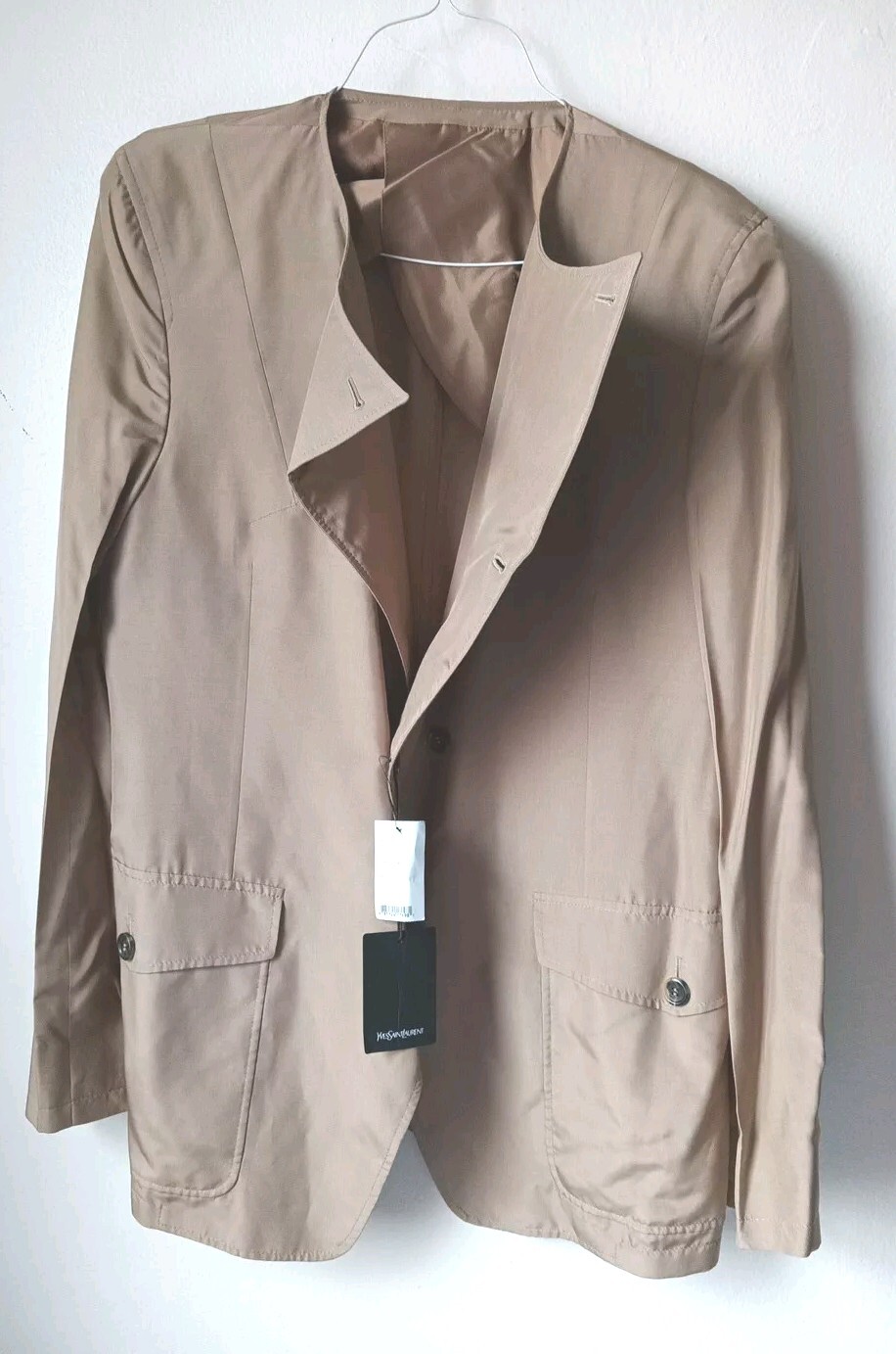 SAINT LAURENT AUTENTICA E UNICA GIACCA A VENTO BLAZER LEGGERO YSL 3 FUNZIONI SENZA COLLETTO