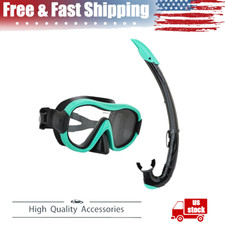 Professional Swim Scuba Diving Silicone Mask Snorkel Anti-Fog Tube Black  Green