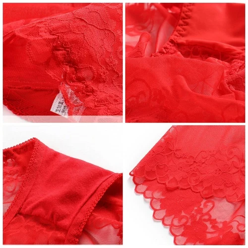 3 Stück Damen Spitzen Unterwäsche Nahtlos Dessous Slips Hohl Transparent Höschen - Bild 10 von 30