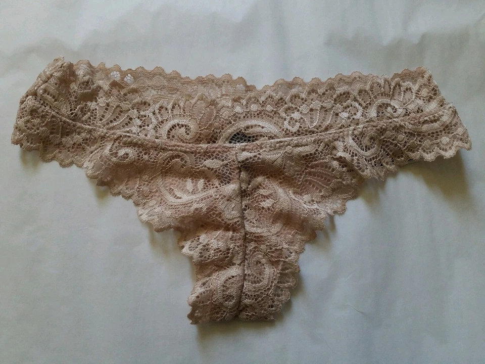 Nuevo paquete de 3 bragas tanga de encaje RENE ROFE para mujer XLarge blancas/desnudas/negras Foto 4 de 4