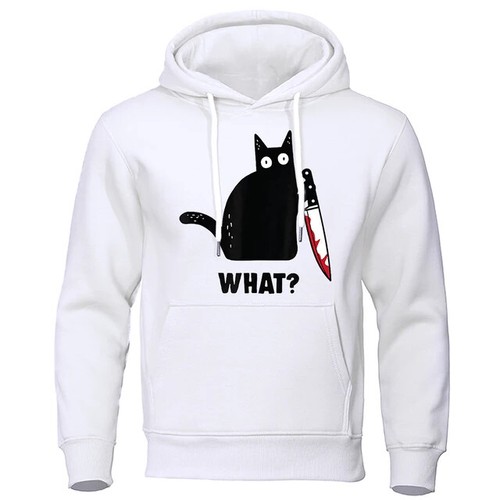 What Black Cat Dagger Hoodie Funny Harajuku Streetwear - AU Stock - Picture 10 of 13