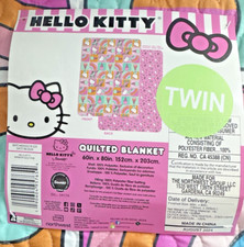 Hello Kitty Quilted Blanket Twin Size 60x80", Reversible Roller Skat, Multicolor