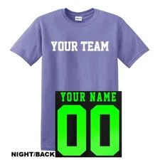 GLOW IN THE DARK CUSTOM PERSONALIZED JERSEY T-SHIRT  TEAM NAME NUMBER FOOTBALL
