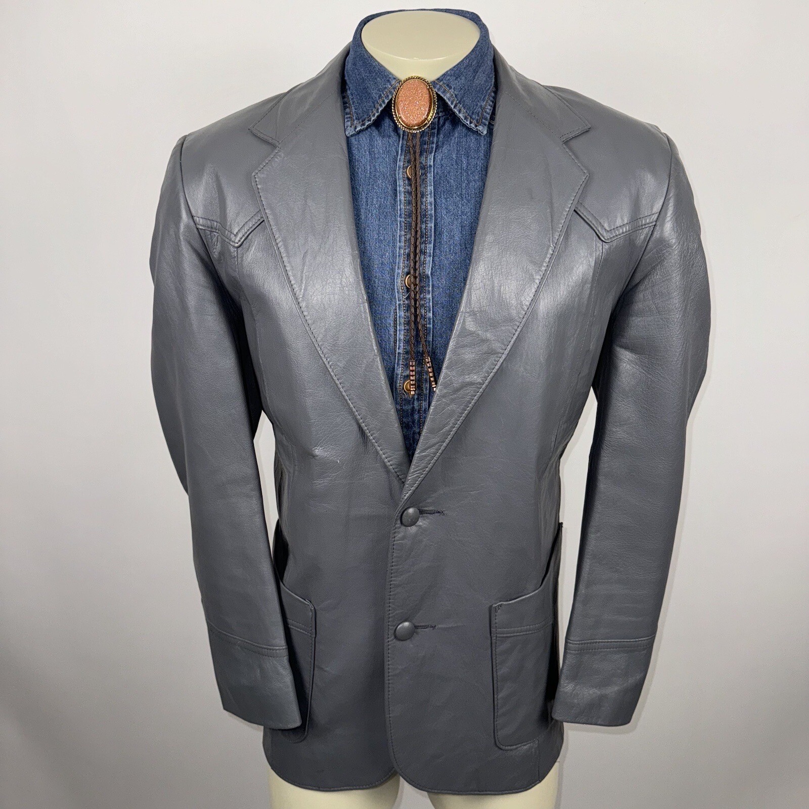 Pioneer Wear Blazer Jacket Mens Leather Sport Coat VTG 70s Western