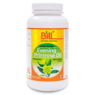 Bill Natural Sources Evening Primrose Oil 500mg Omega-6 GLA 300 Softgels NEW