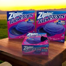 2 Ziploc TableTops 3 pk Dinner Plates & a 4 Pk Bowls with Snap 'n Seal Lids  New