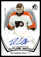2021-22 SP Authentic Future Watch Auto RC Felix Sandstrom Rookie Auto 871/999