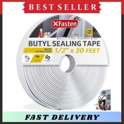 White Butyl Tape 1/2in x 30ft x 1/8in RV Window Roof Windshield Sealant EPDM