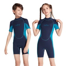 Children's Neoprene Shorty Wetsuit Back Zipper Surfing Snorkeling Swimming Suit
