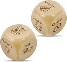 2Pcs Wooden Date Night Dice Fun Food Game Couples Gift for Him Her