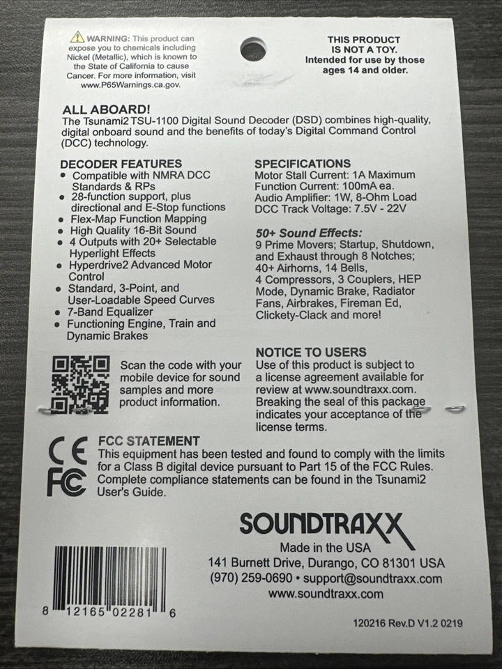 Soundtraxx #885003 Tsunami 2 Model TSU-21100 Digital Sound Decoder - ALCO Diesel - Image 4 of 4
