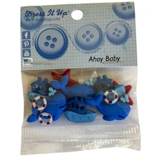 Dress It Up Ahoy Baby Buttons & Embellishment - Whale Ocean Ship Float Stars 057