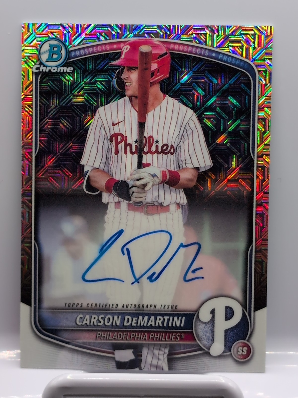 2025 Bowman Chrome - Carson DeMartini On-Card Auto Mega Mojo Refractor