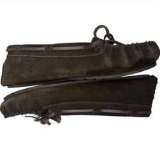 Clarks Womens 8 Suede Moccasin Indoor-Outdoor Slippers Brown Fur Lined Comfort