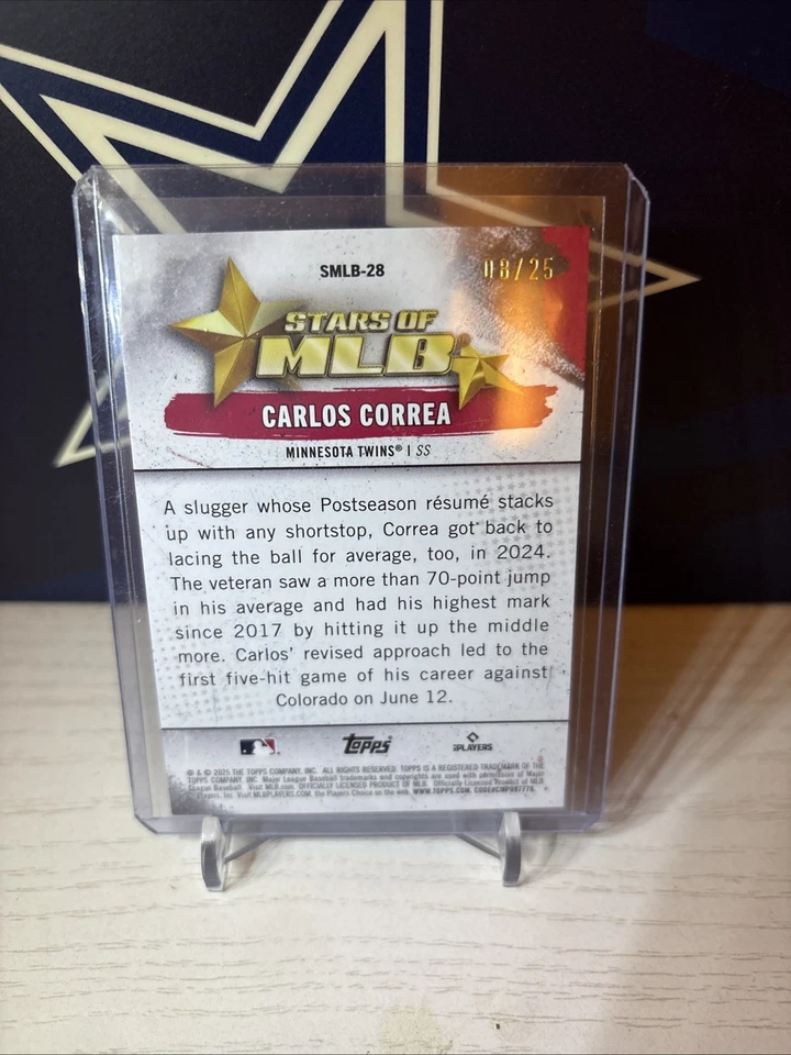 2025 Topps Series 1 - Stars of Mlb Carlos Correa #SMLB-28 Orange Foilboard /25 - Image 2 of 2