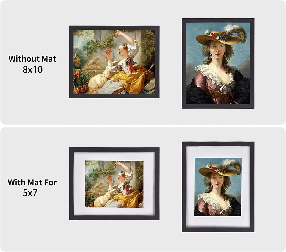 8x10 Picture Frame Set of 4,Black Photo Frame with Mat Display Pictures 5x7 o... - Image 2 of 4