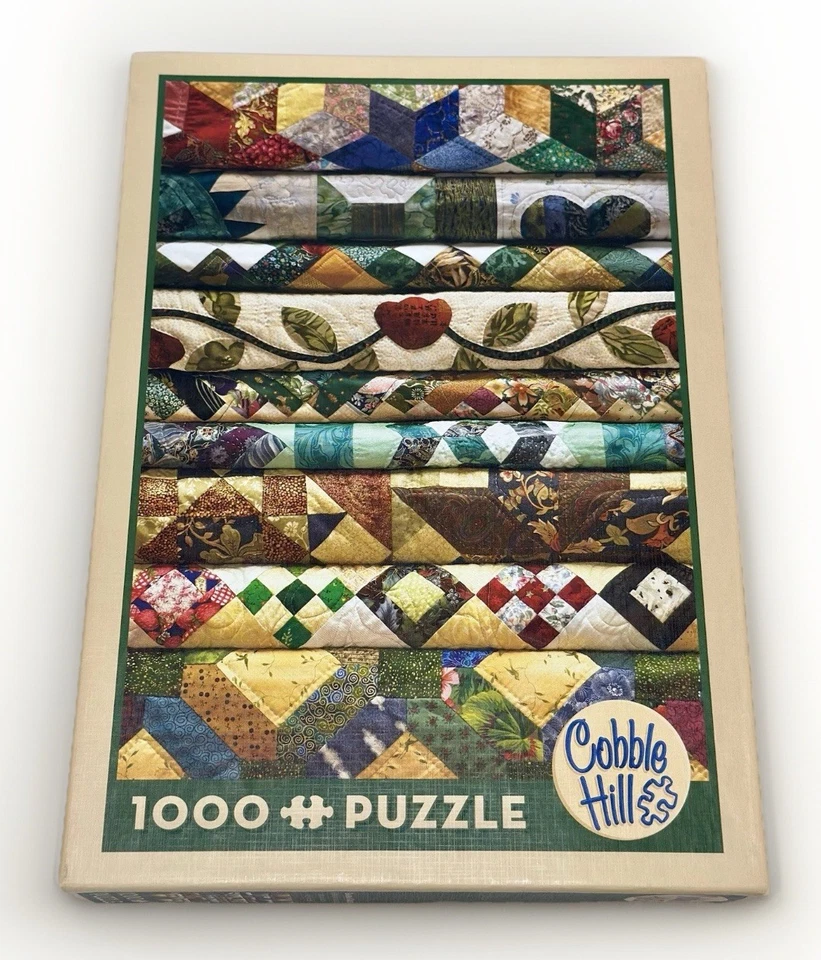 3 Cobble Hill 1000 Pc Puzzles - Grandmas Quilts, Harvest Fest, Picnic Bridge LOT - Image 4 of 4