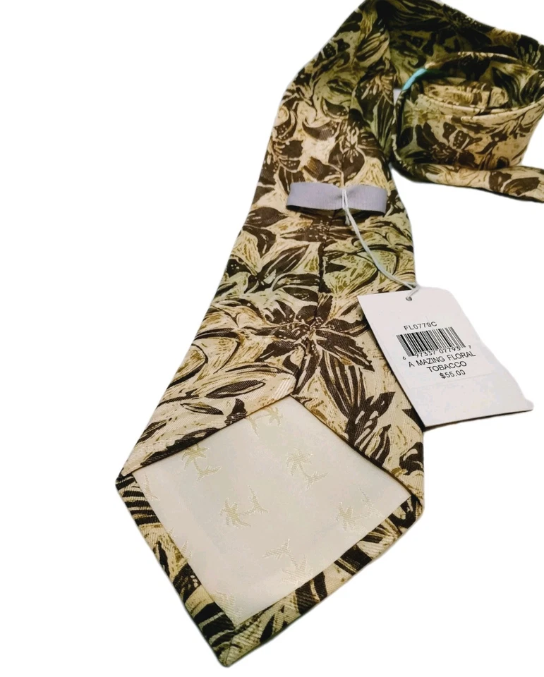 Corbata Tommy Bahama Para Hombre Floral Tabaco Seda Diseñador Marrón 56x4  Foto 3 de 4