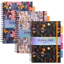 Pukka Pad 5 Subject Spiral Notebook 3-Pack - 200 Pages, 100 Sheets of 80GSM P...