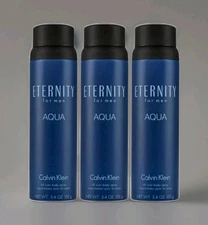 3x Eternity Aqua by Calvin Klein for Men 5.4oz Body Spray – NEW! FREE SHIP