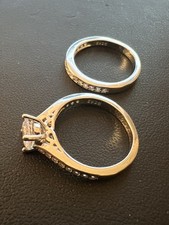 925 Sterling Silver Cubic Zirconia Ring Set 2 Pieces Size 5.5