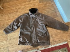 Oxford Blue Waxed Cotton Jacket Quilted Lined Mens Size M Brown