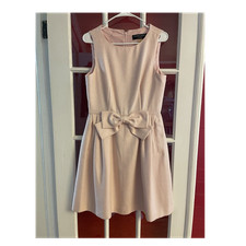 Tahari-Levine Studio Pink Tweed Bow Sleeveless A-Line Dress Scoop Neck 8