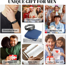 DouDiner American Flag/Flag Cross Bracelet for Men Boys,Stainless Steel Bible...