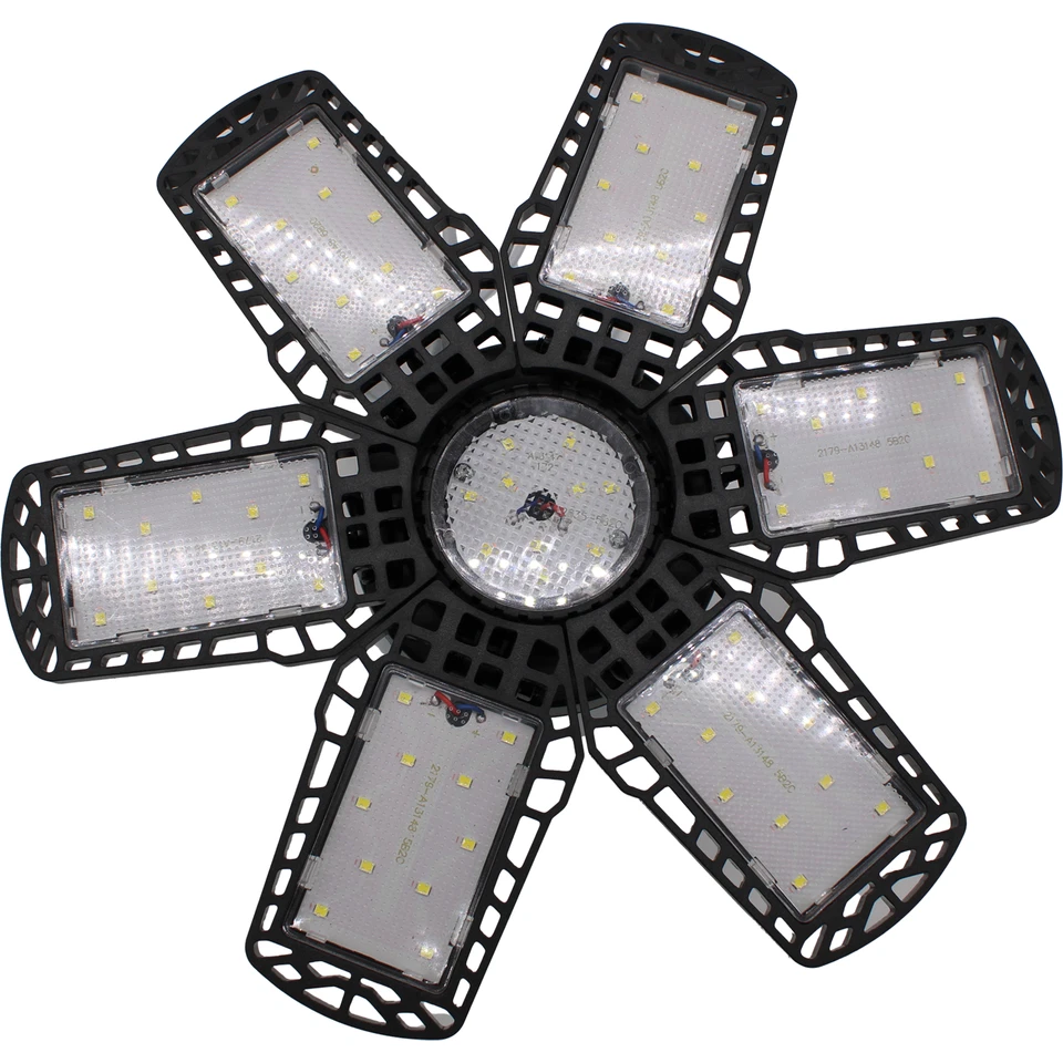 2 Pack Garage Light 200W 8000 Lumen w 6 Adjustable Panels E26/E27 Screw-in LED - Image 4 of 4