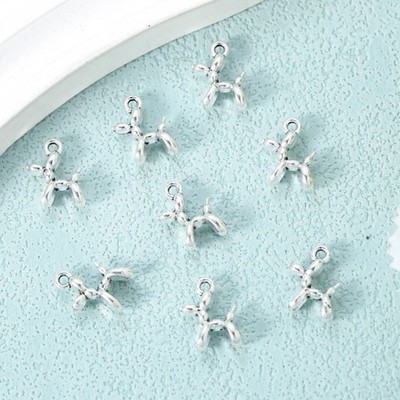 BLUK 200Pcs Balloon Dog Charms DIY Jewelry Making Pendants Antique Silver