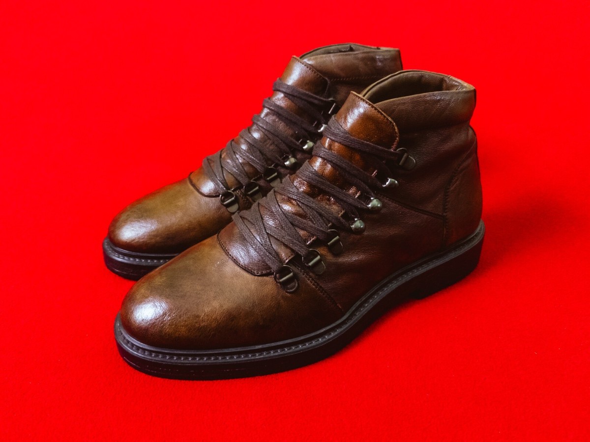 ALEXANDER HOTTO Men Leather Brown Hiker Boots US 7.5 / EU 40 - 41 Lace Up Shoes View 4