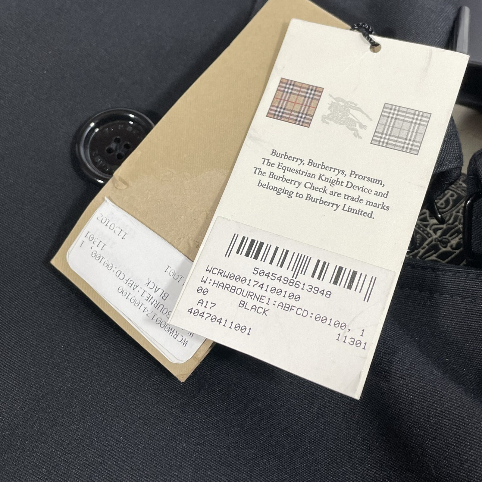 NWT Burberry Harbourne Black Mid-Length Trench Coat Nova Check Lining Size US 0 image 8